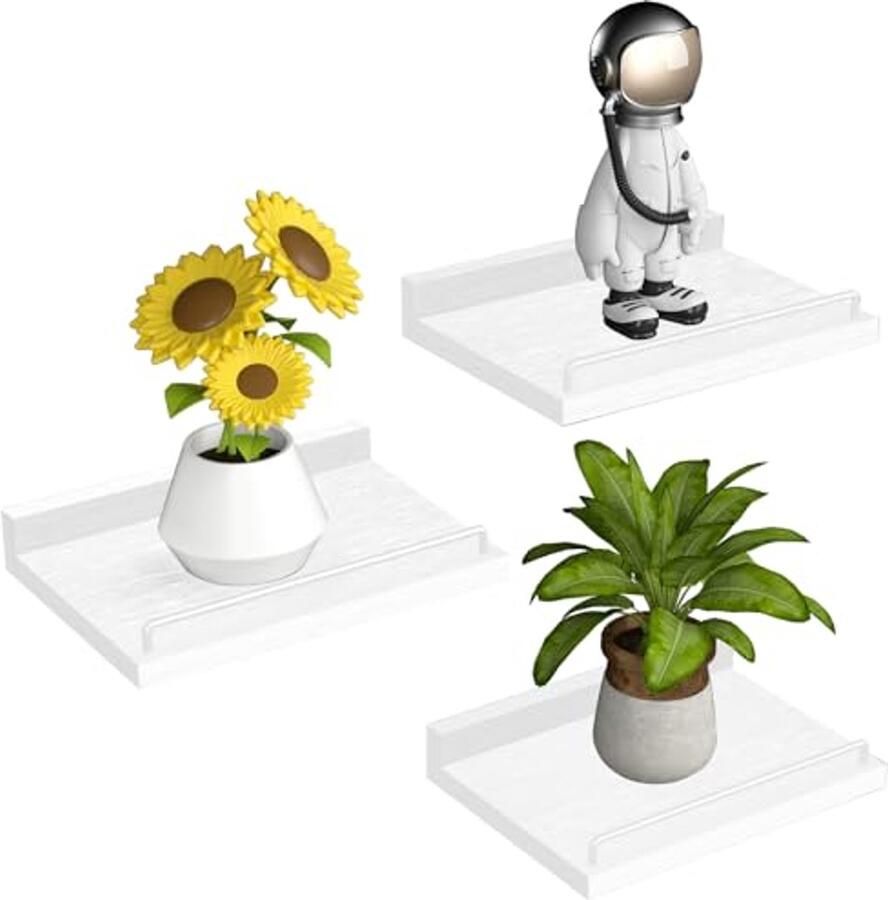 Kleine zwevende plank 16 x 22 cm set van 3 wandplanken voor boerderij stijl decoratie