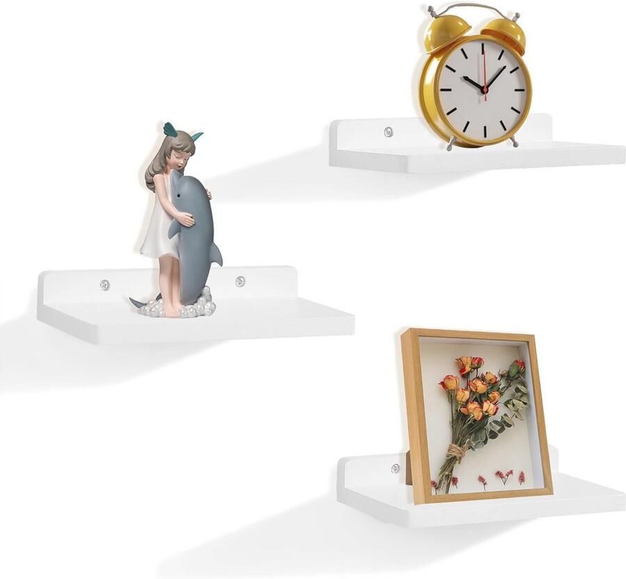 Set van 3 Kleine Zwevende Planken Multifunctionele Wandplanken voor Slaapkamer Woonkamer Badkamer en Keuken