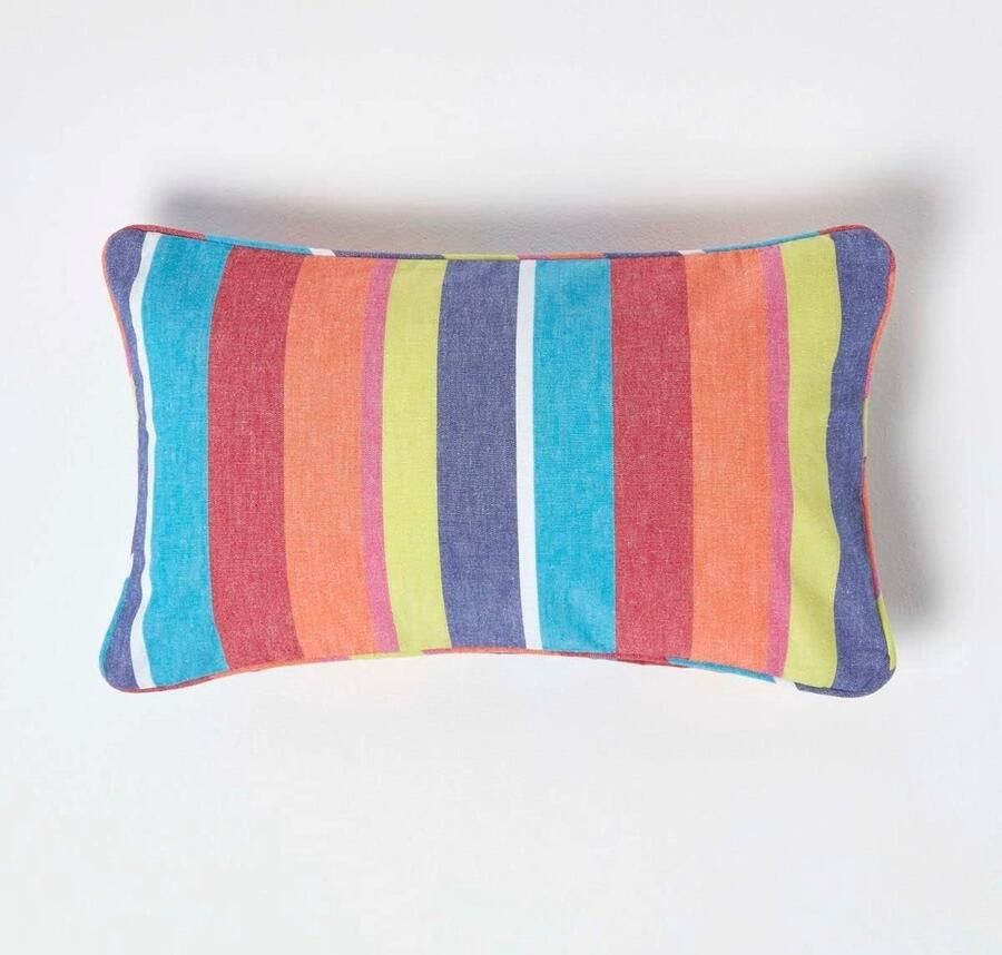 Kleurige gestreepte kussenhoes 30 x 50 cm – 100% katoen met ritssluiting voor bank en bed