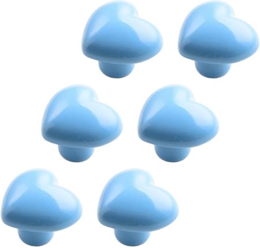 Kleurige hartvormige keramische meubelknoppen voor kinderkamer 6 stuks