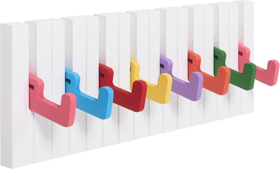 Kleurige Inklapbare Garderobehaken voor Kinderen Modern Wandhaak met 8 Uitzet Haken Perfect voor Kinderkamer en Hal