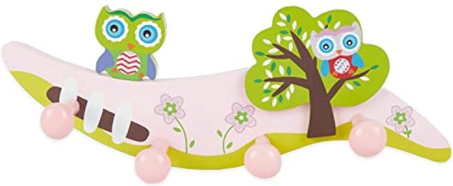 Kleurige Kleerhaken Uil Kindergarderobe Houten Kledingrek voor Kinderen