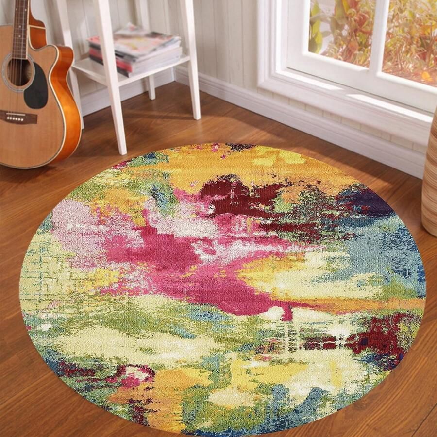 Kleurrijk Abstract Vloerkleed Modern Design Perfect voor Binnenhuisdecoratie 1 stuk Veelkleurig Imitatie Kasjmier 12mm dik