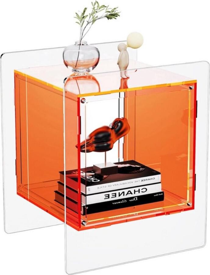 Kleurrijk acryl nachtkastje trendy bijzettafel 1 stuk oranje acryl