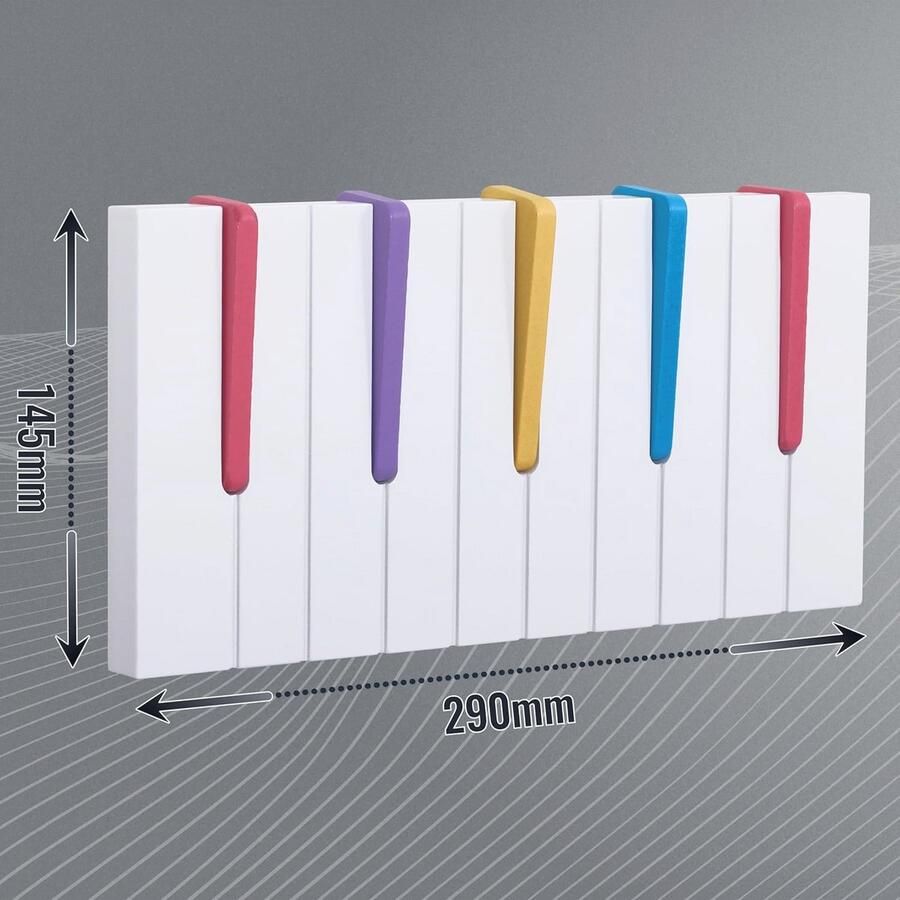 Kleurrijke Inklapbare Garderobehaken voor Kinderkamers Modern Pianodesign met 5 Haken - Foto 2