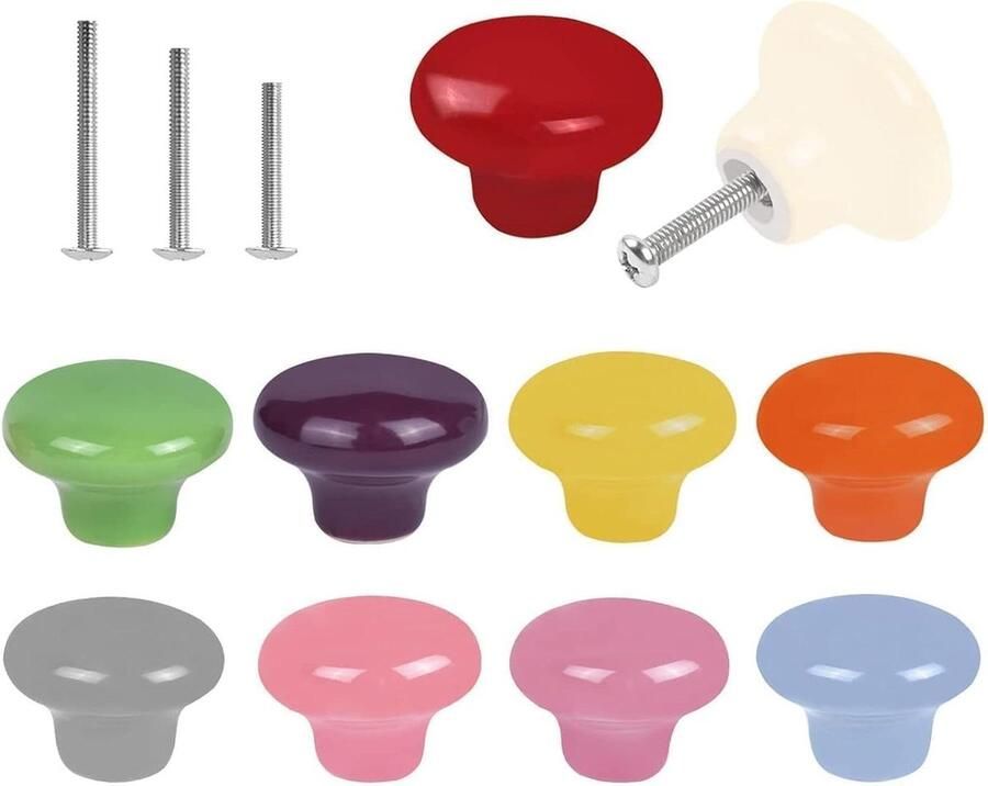 Kleurrijke kastknoppen 10x deurknoppen met veelkleurige ladekastgrepen 32 mm keramiek voor kinderkamers kastknoppen kinderkamer