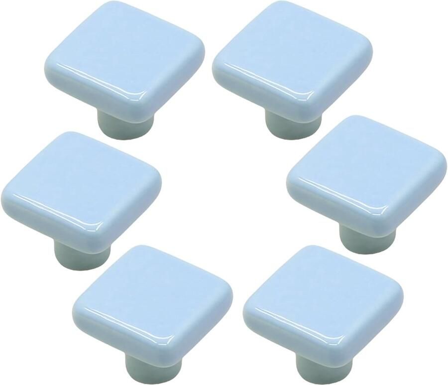 Kleurrijke keramische meubelknoppen 6 stuks geschikt voor kinderkamers blauw