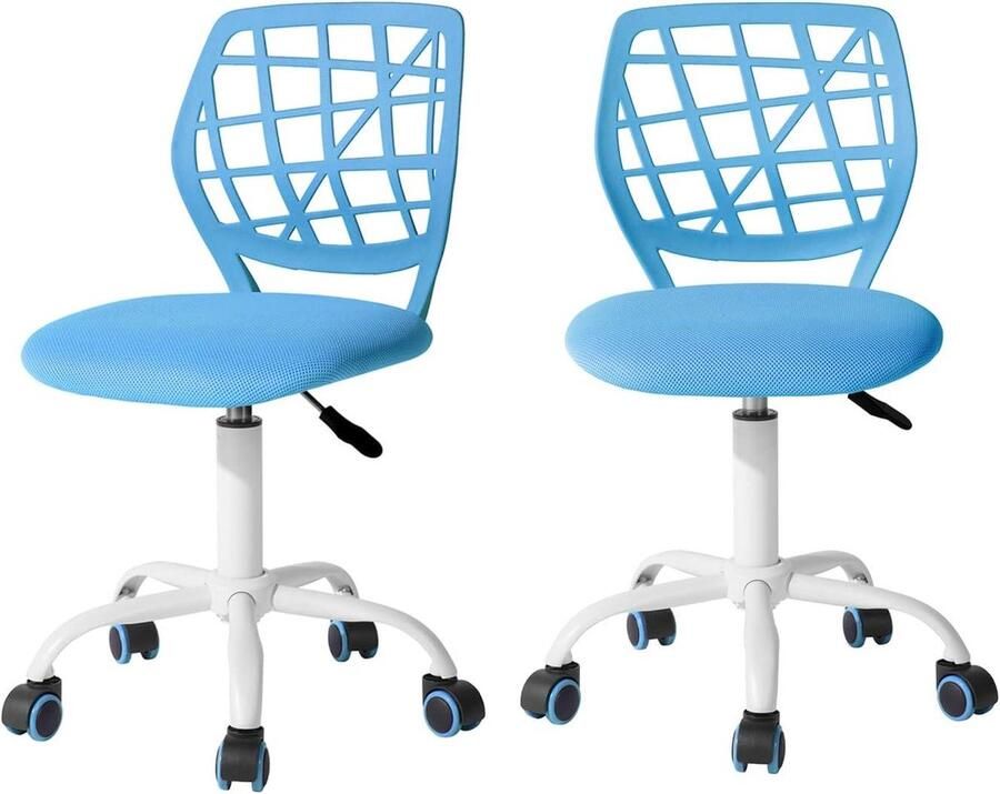 Kleurrijke moderne verstelbare bureaustoel 2 stuks zonder armleuning studeerkamer kinderen thuiskantoor blauw