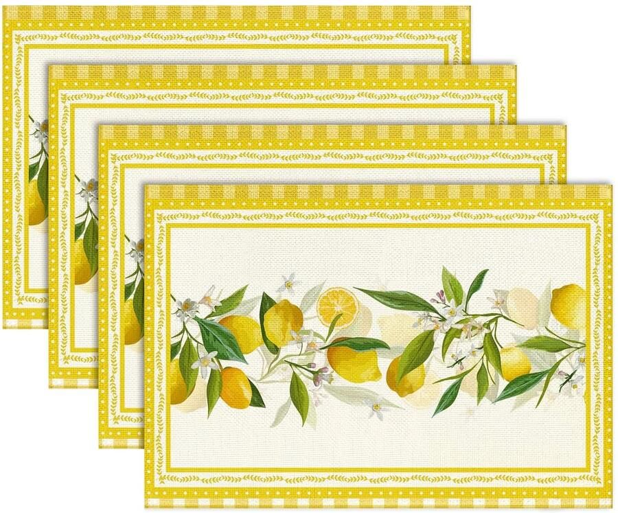 Kleurrijke placemats Eettafel decoratie set van 4 linnen 30 x 45 cm