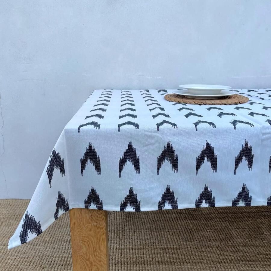 Kleurrijke stoffen tafelkleden Mediterrane stijl 1 stuk zwart 140 x 140 cm