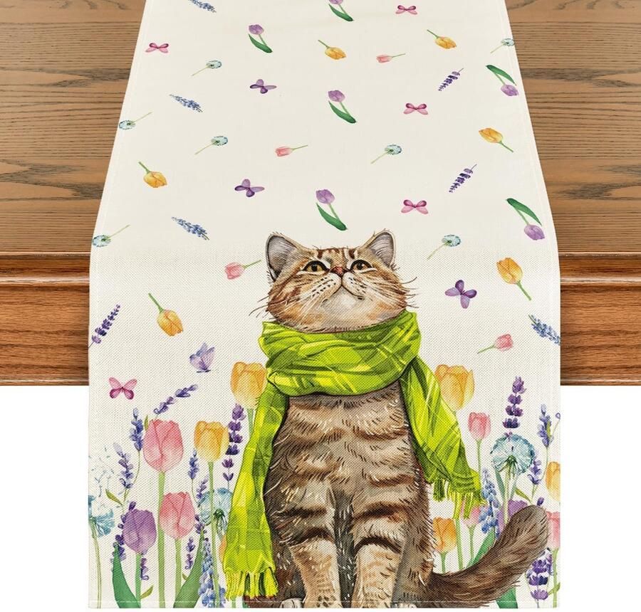 Kleurrijke tafelloper 40 x 140 cm 100% polyester duurzaam