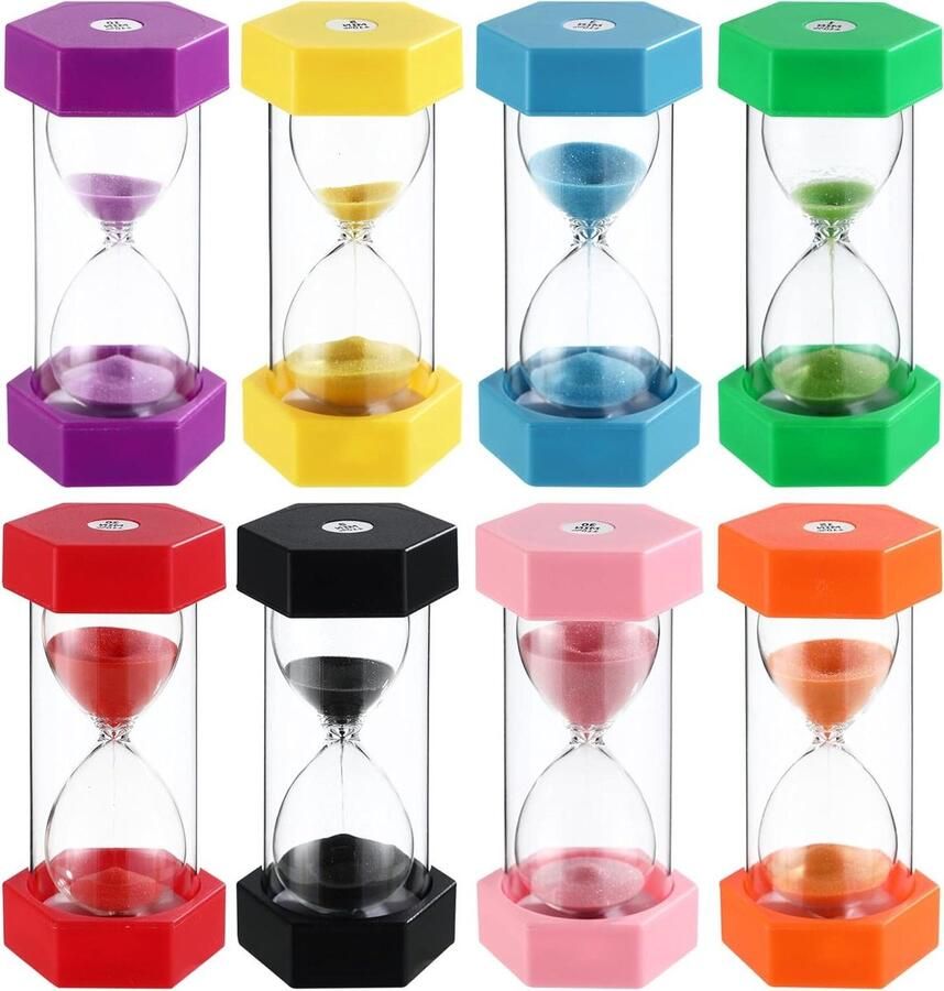 Kleurrijke zandlopers voor kinderen zandloperset leren en spelen timer 1 3 5 10 15 30 8 20 minuten