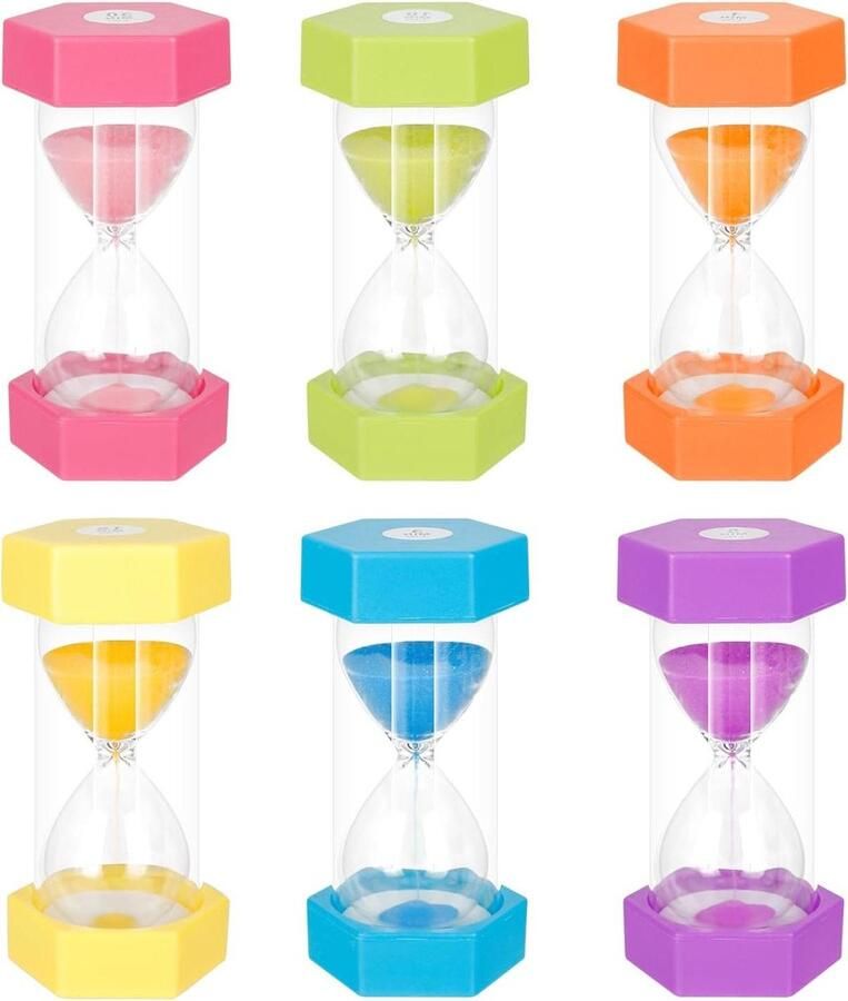 Kleurrijke zandloperset voor kinderen 6 kleuren zandtimerset 1 3 5 10 15 30 minuten Eierwekker tijdmeter zandloper Keuken spelletjes klaslokalen Thuis kantoor decoratie