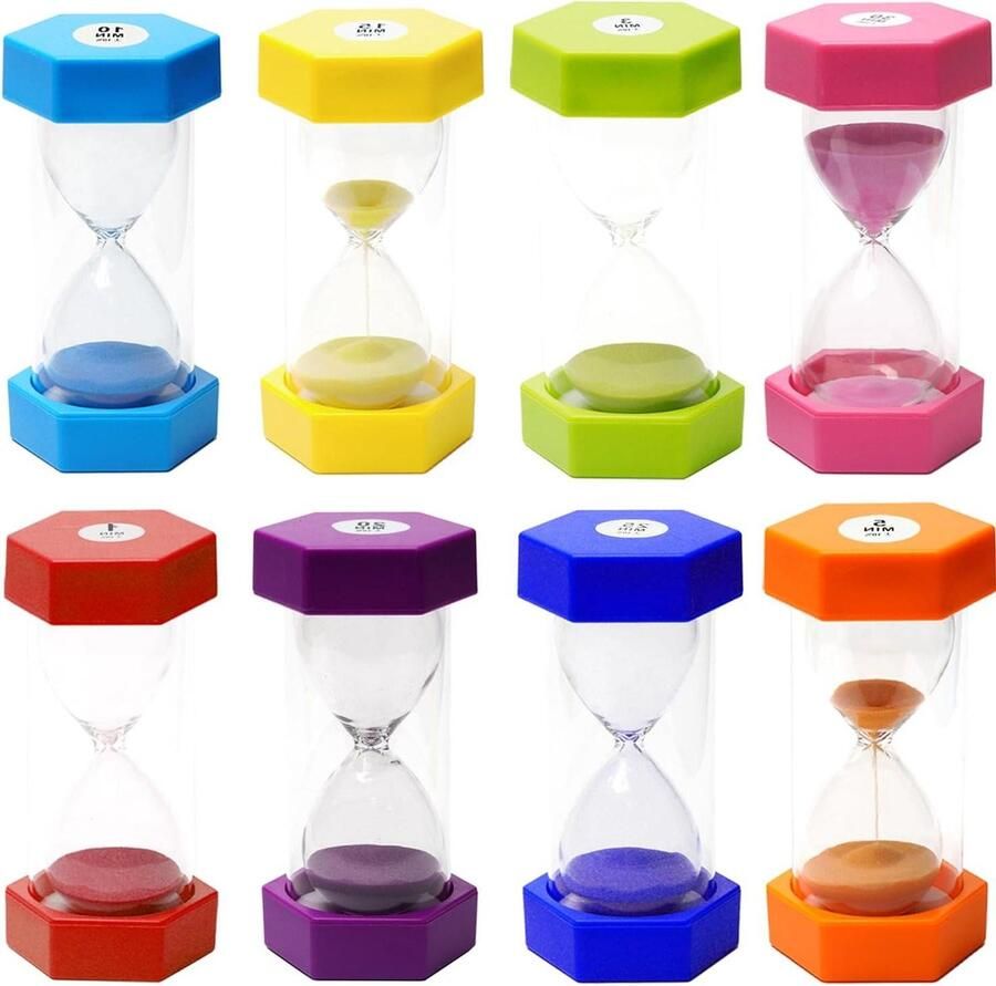 Kleurrijke zandloperset voor kinderen tijdmeter eierhorloges klaslokaal spel keuken thuis kantoor decoratie 1 3 5 10 15 20 25 30