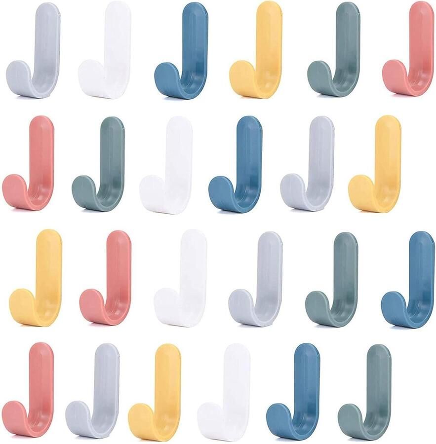 Kleurrijke Zelfklevende Haken Voor Badkamer-Toilet 24 Stuks Plastic Wandhaak met Kleefhaak Handdoek Houder Keuken Kapstok Kinderen Handdoek Haken