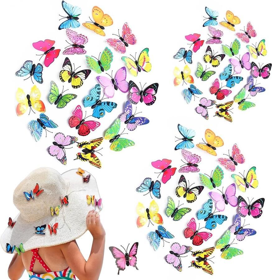 Kleurvolle Vlinderdecoratie met Veiligheidspinnen PVC Vlinder Speldenset voor Kinderkamer Decoratie Eettafel en Kantoor Gemengde Kleuren Random