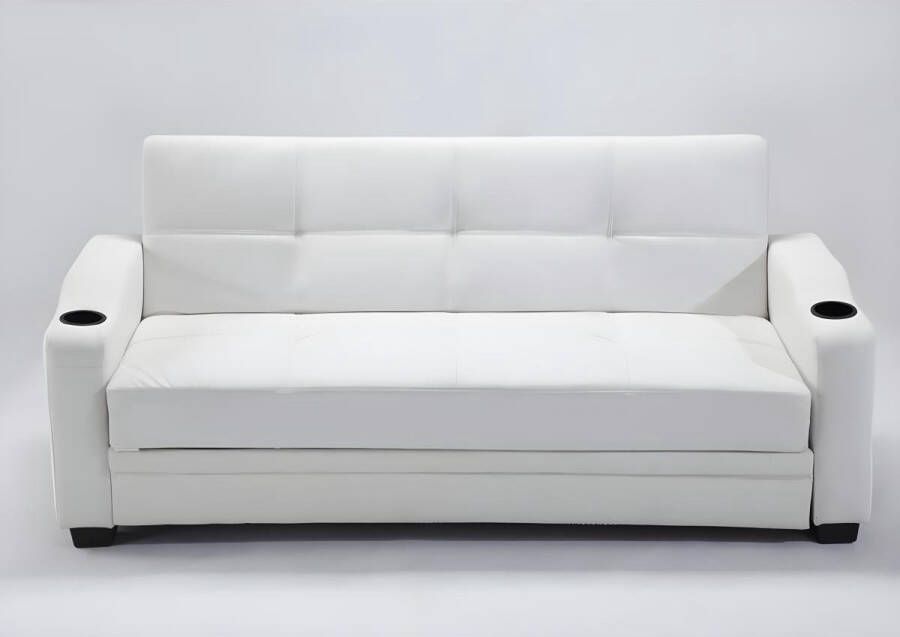 Klik-klak bedbank van kunstleer MIRELLA wit L 197 cm x H 83 cm x D 89 cm