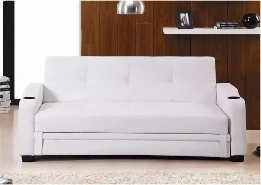 Vente-unique Klik-klak bedbank van kunstleer MIRELLA wit L 197 cm x H 83 cm x D 89 cm - Foto 5