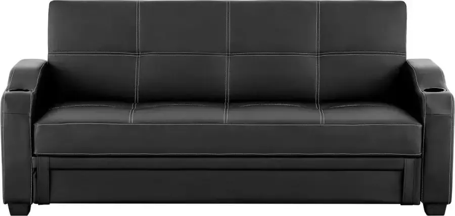 Vente-unique Klik-klak bedbank van kunstleer MIRELLA zwart L 197 cm x H 83 cm x D 89 cm - Foto 3