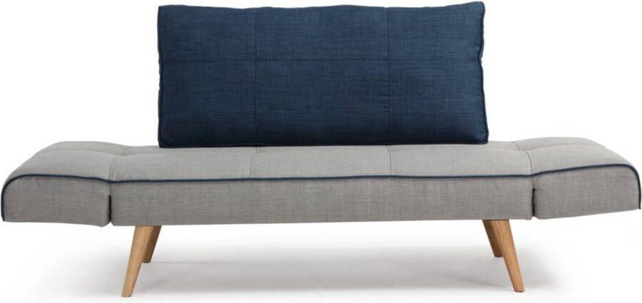 Vente-unique Klik-klak bedbank van stof EBATY II Grijs en blauw L 149 cm x H 89 cm x D 71 cm - Foto 2