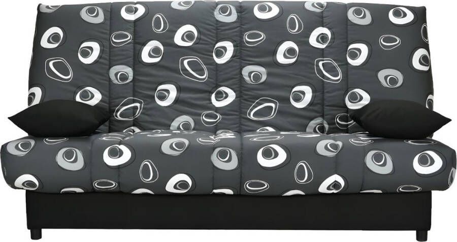 Klik-klak bedbank van stof FARWEST met opbergkoffer met print SEVENTIES L 193 cm x H 101 cm x D 91 cm