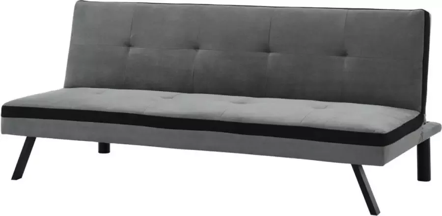 Klik-klak bedbank van stof SKALA Grijs met zwarte banden L 178 cm x H 76 cm x D 86 cm - Foto 2