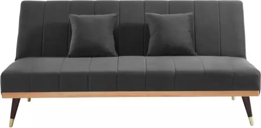 Klik-klak driezitsbedbank in fluweel KERBI Antraciet L 180 cm x H 81 cm x D 90 cm