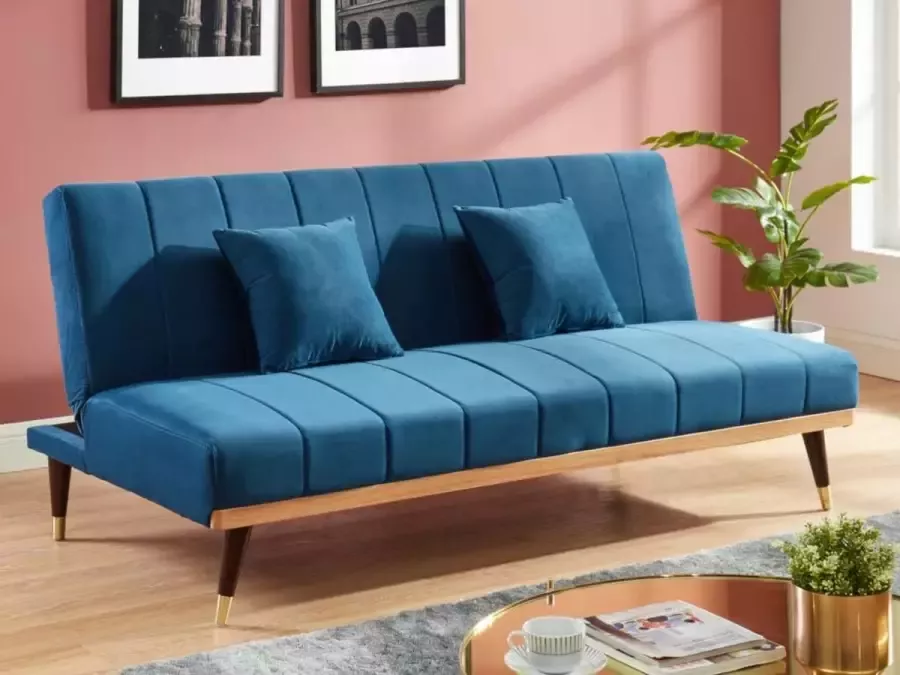 Klik-klak driezitsbedbank in fluweel KERBI Koningsblauw L 180 cm x H 81 cm x D 90 cm - Foto 2