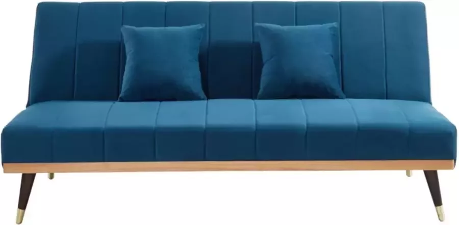 Klik-klak driezitsbedbank in fluweel KERBI Koningsblauw L 180 cm x H 81 cm x D 90 cm