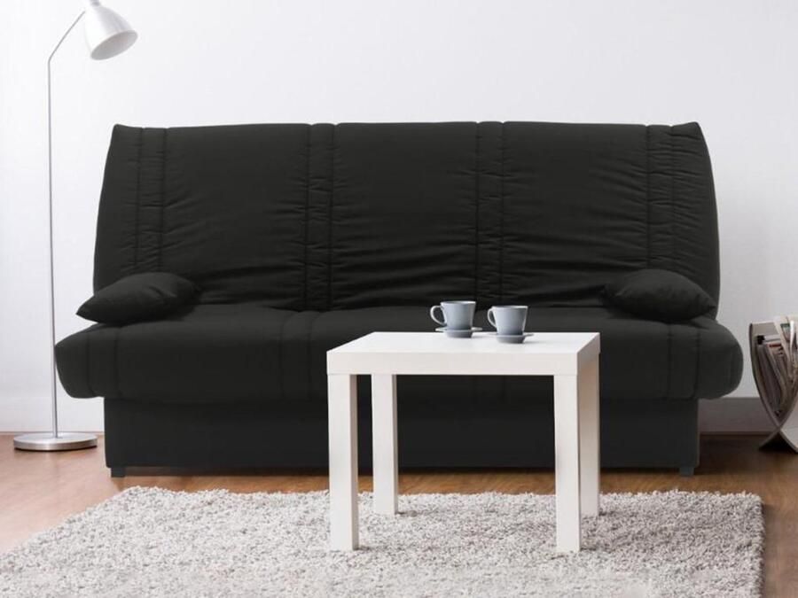 Klikklak-bedbank van 100% katoen FARWEST II met opbergruimte zwart L 193 cm x H 95 cm x D 95 cm