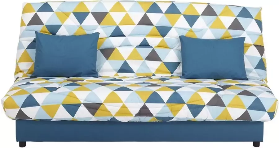 Vente-unique Klikklak-bedbank van stof SALOON met opbergruimte Blauw print GRAPHIC L 192 cm x H 86 cm x D 95 cm - Foto 2