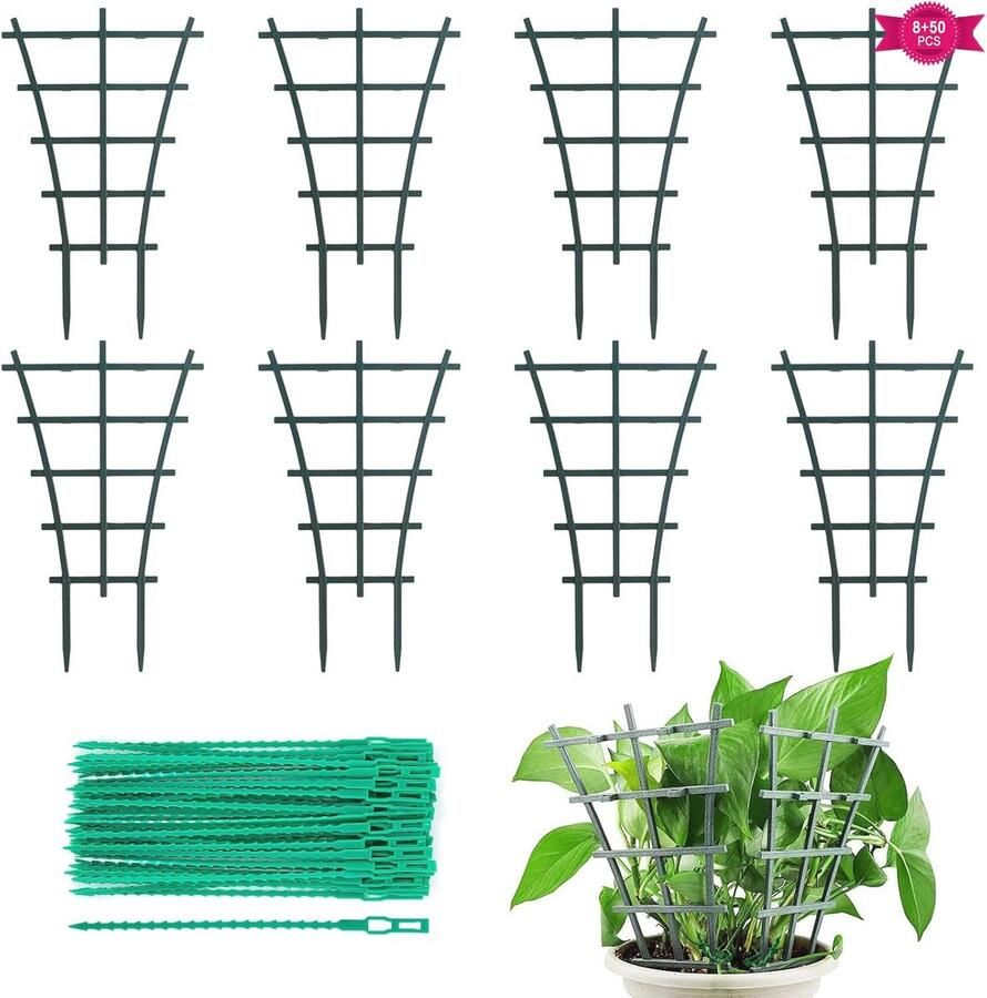 Klimhulp voor Kamerplanten 8 Stuks met Verstelbare Plantenbinders