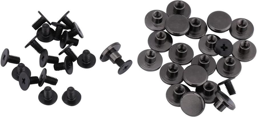 20 Sets Schroefklinknagels Zakschroeven Platte Kop Messing Chicago Schroeven Zwart Metalen Stud voor Riem Plat Lederen Klinknagels Kit 8 Mm Optioneel(5mm)