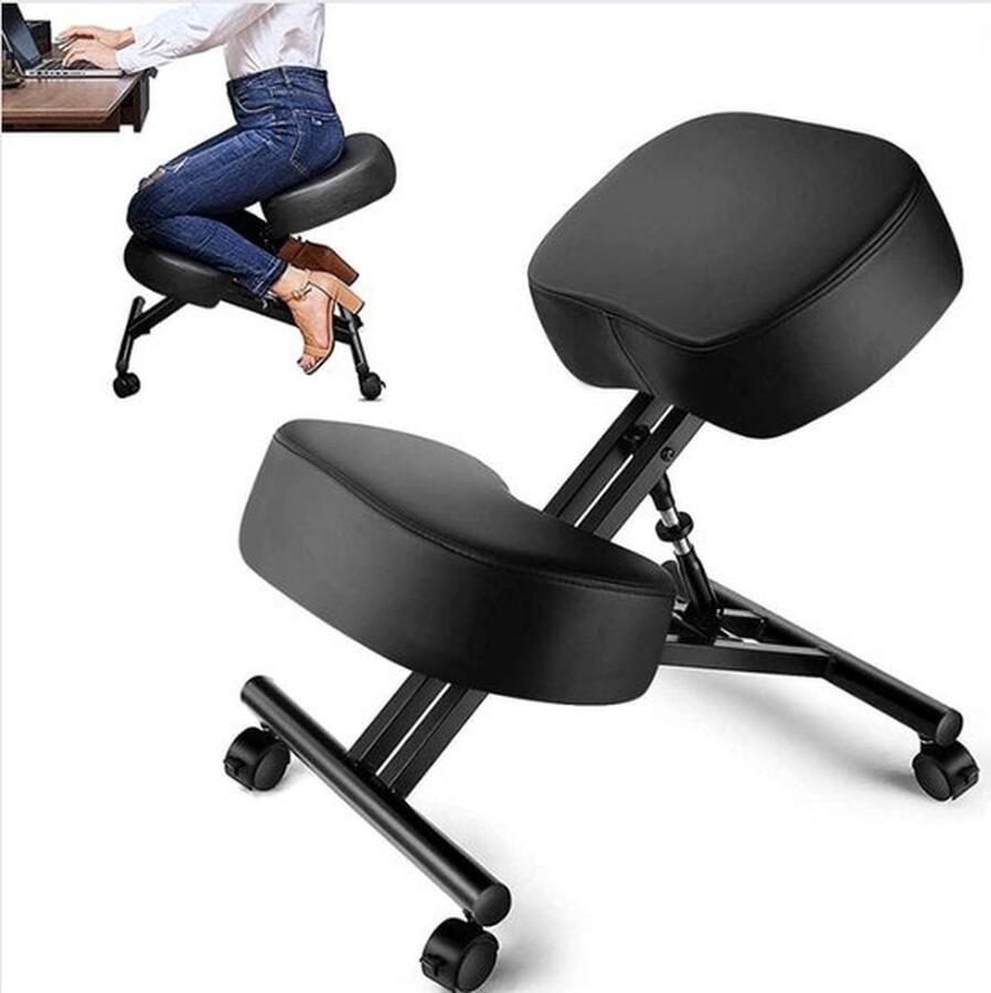 Knie Kruk Ergonomische Kniestoel Verbeter je Houding Ergonomische Bureaustoel In Hoogte Verstelbaar Zwart