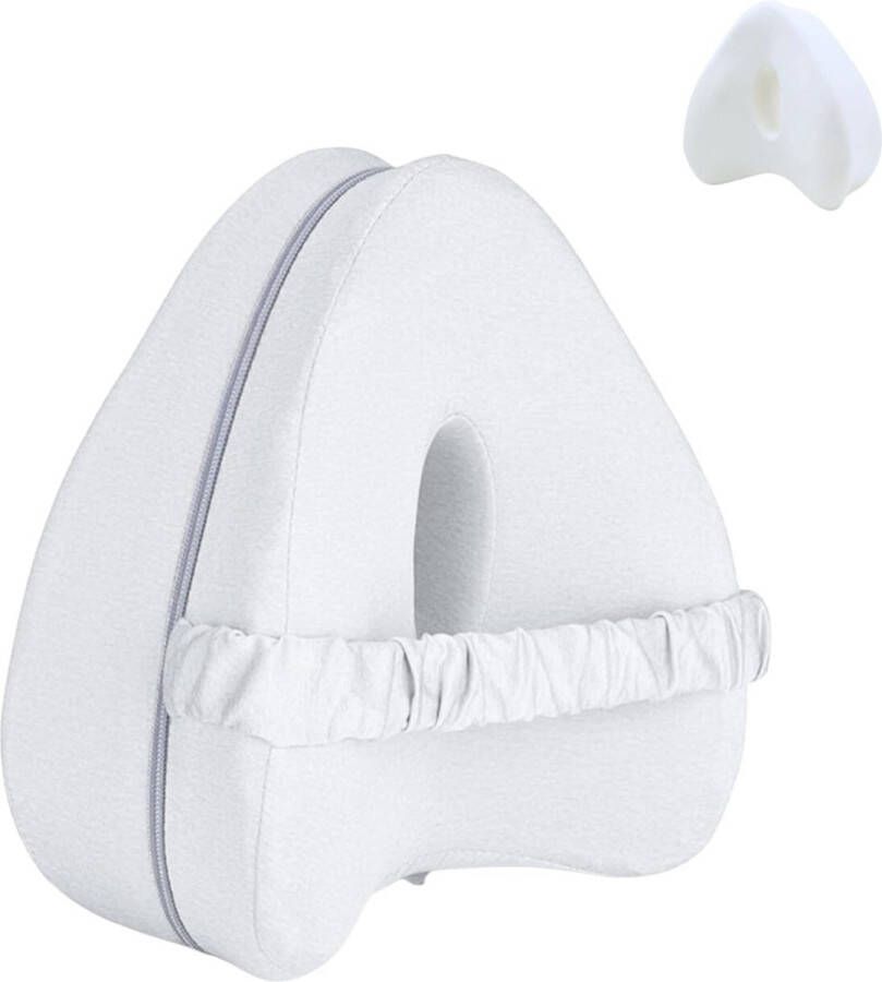 VBZ Kniekussen Voor In Bed – Kniekussen Met Memory Foam – Beenkussen Dat Werkt tegen Kniepijn en Rug Pijn – Traagschuim Wit