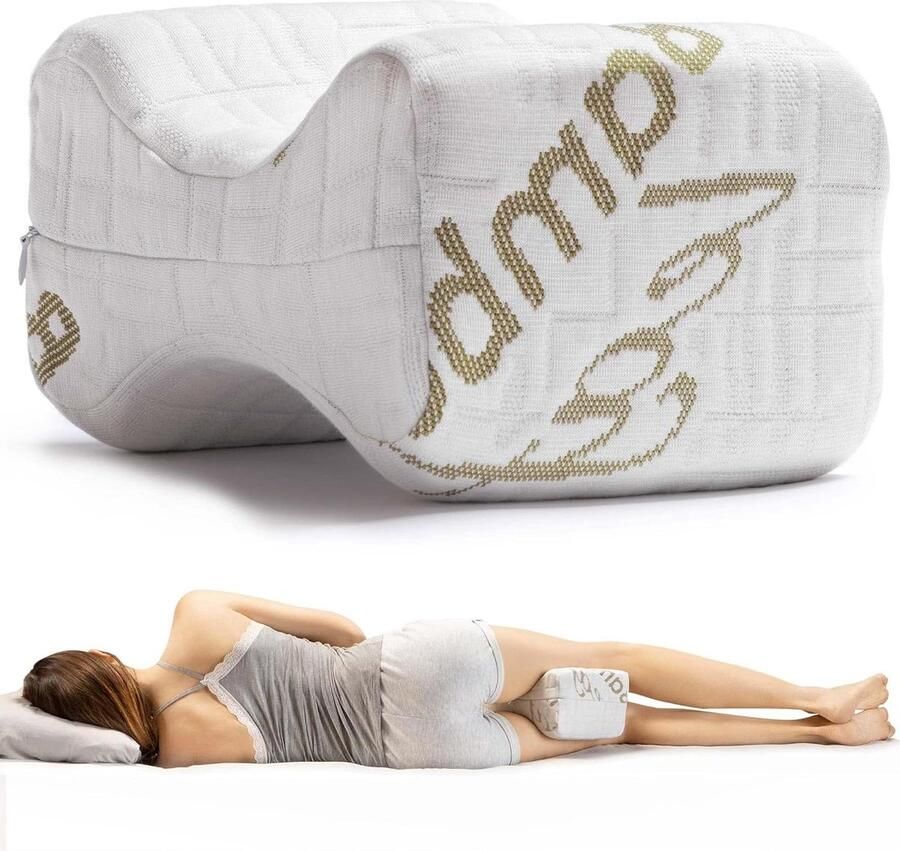 Kniekussen voor in het bed Ergonomisch Kniekussen voor Zijslapers Orthopedisch Beenkussentje Memory Foam Positioner Anatomische Ondersteuning Afneembaar en Wasbaar Kniekussen voor in het bed