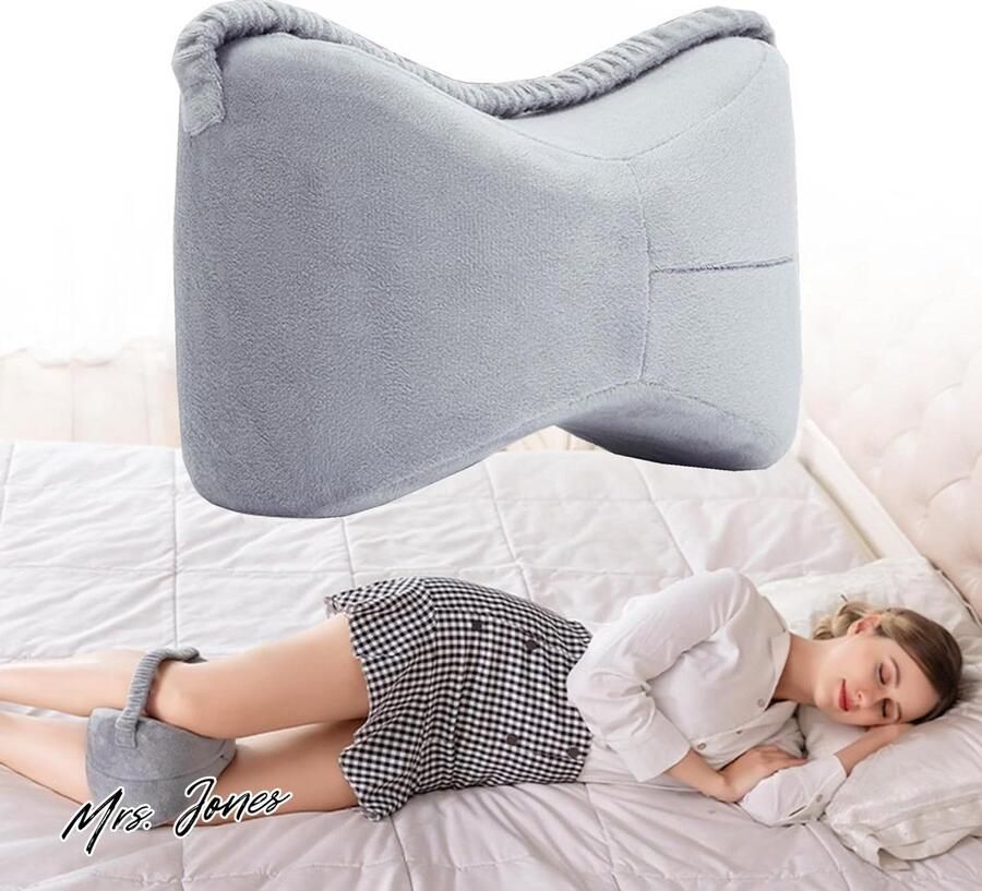 Kniekussen voor in het bed kniekussen- beenkussen voor zijslapers- onderbeen rug en kniepijn- wasbare hoes- Grijs Kniekussen voor in het bed