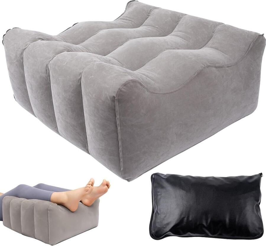 Kniekussen voor in het bed Opblaasbaar Beenkussen Opblaasbare Voetensteun Beenkussen Wigvormig Reizen Vliegtuig Auto Thuis Kantoor Comfortabele Steun Kniekussen voor in het bed