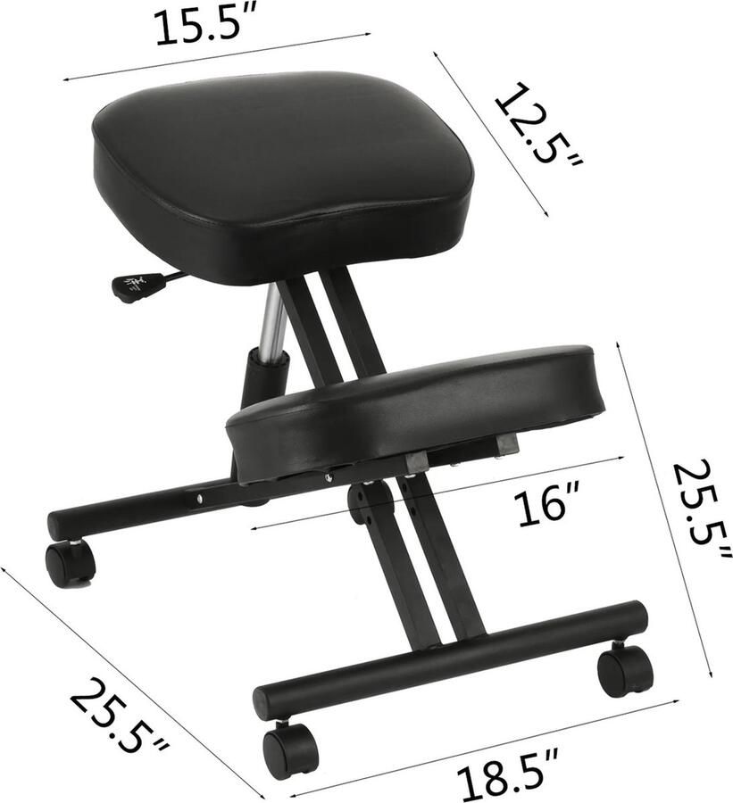 Kniestoel Ergonomisch Ergochair Kniekruk Ergonomische Werkkruk & Bureaustoel Balansstoel Stoel Kruk Elegant Ontwerp Zwart