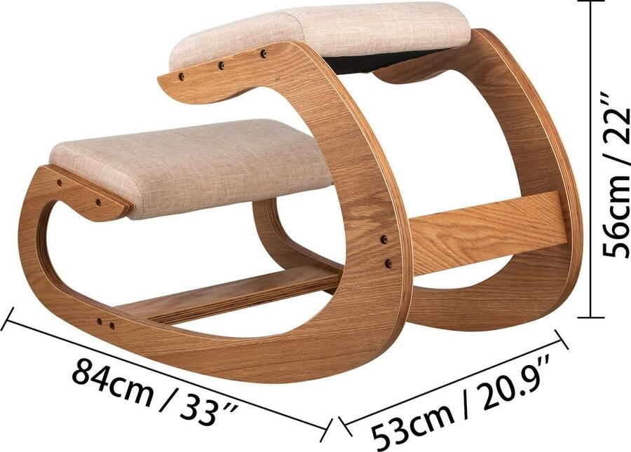 Kniestoel Ergonomisch Ergochair Kniekruk Ergonomische Werkkruk & Bureaustoel Balansstoel Stoel Kruk Elegant Ontwerp Lichtbruin