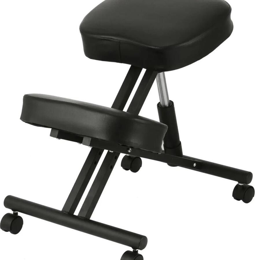 Kniestoel Kniekruk Ergonomische Bureaustoel Houding corrector Tot 120kg Zwart Met Wielen