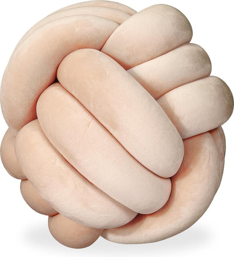 Relaxdays knot kussen decoratief Scandinavisch voor bank Ø 25 cm khaki kaki