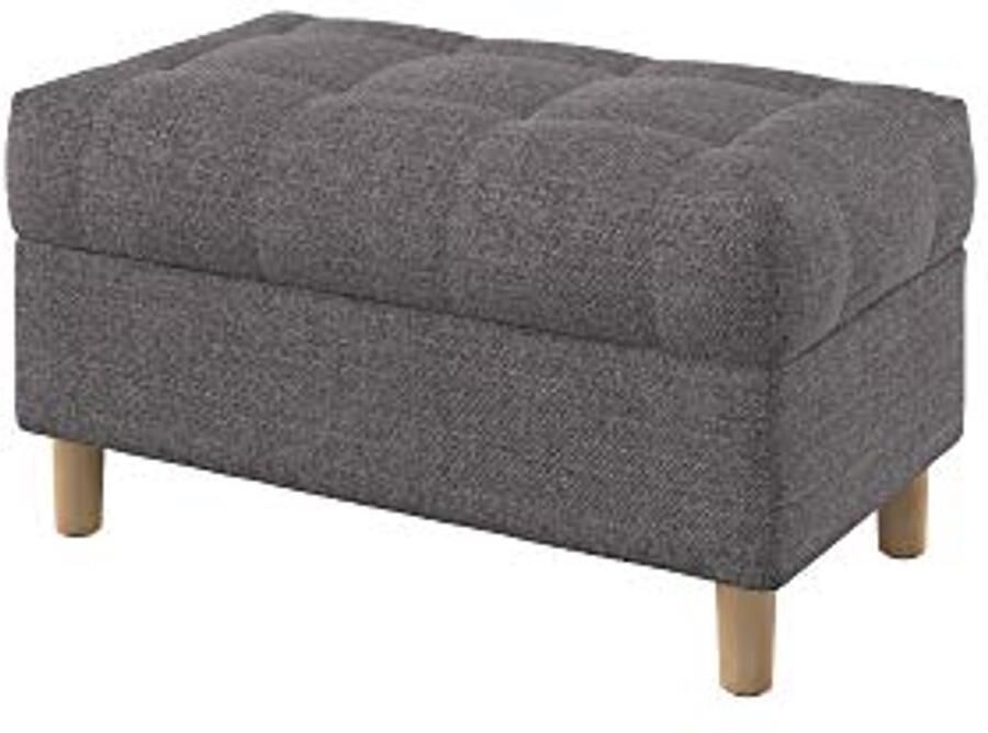 Knooploze Zitbank met Opbergruimte en Gestoffeerde Voetenbank 80 cm Breed Naturel Stone Stof