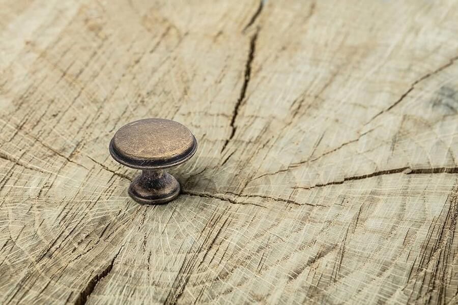 Knop CENTO oud messing Ø 28 mm Meubelknop Antiek Messing 1 stuk
