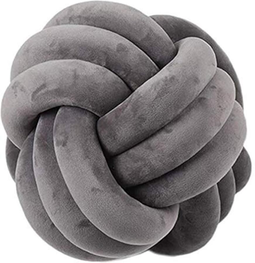 Knot Hoofdkussen Knoop Kussen Pluche Kussen Zacht geknoopt Kussen Knoop Bal Kussen Decor Bed Kamer (20cm diameter Donkergrijs)
