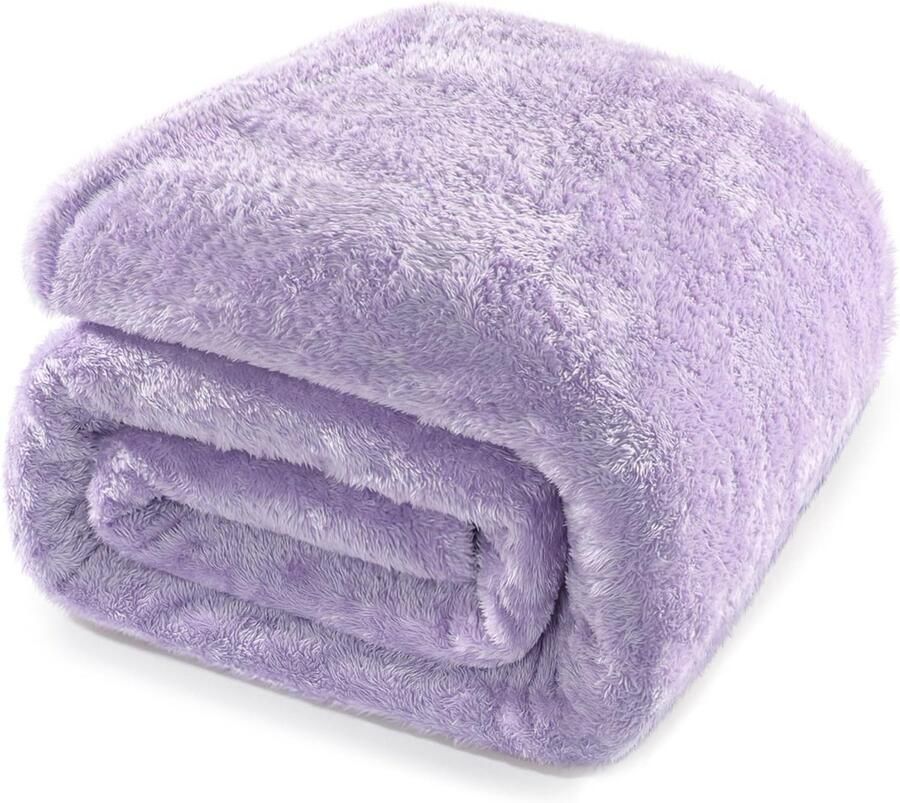 Knuffeldeken 150 x 200 cm Superzachte Fleece Warme en Wollige Deken in Paars voor Op de Bank