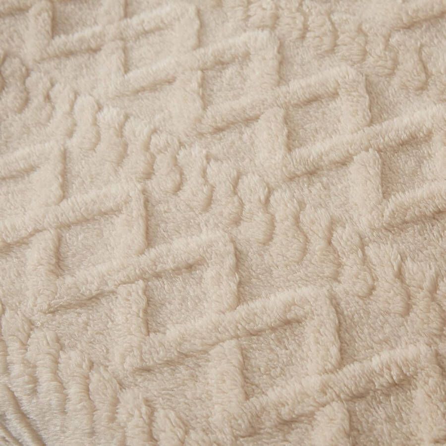 Knuffeldeken 150 x 200 cm woondeken lamsdeken wollige zachte sofadeken fleecedeken warme knuffeldeken voor bed bank beige