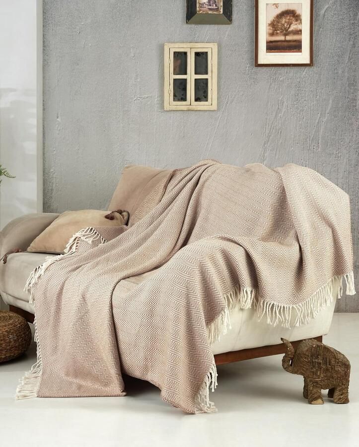 Knuffeldeken Cozy Cotton winterdeken voor bank en bed 1 stuk beige 150 x 200 cm