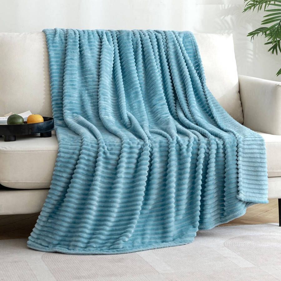 Knuffeldeken fleecedeken flanellen deken effen woondeken bankdeken pluizige sprei microvezel sprei bankdeken deken voor bed bank slaapkamer 125 x 150 cm grijsblauw