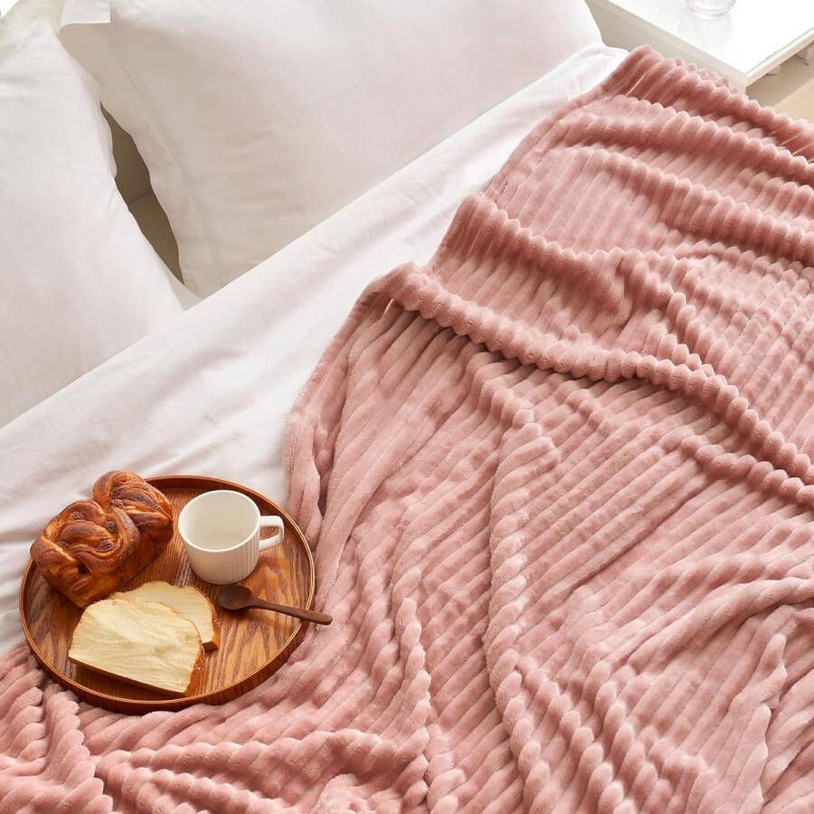 Knuffeldeken fleecedeken flanellen deken pompons effen woondeken bankdeken pluizige sprei microvezel sprei bankdeken deken voor bed bank slaapkamer kantoor 125 x 150 cm